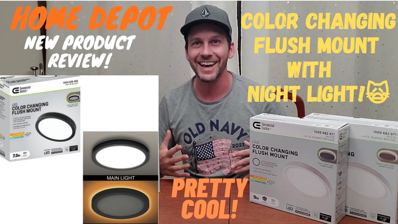 Commercial Electric LED Color changing color flush mount product review! #HomeDepot #LEDlight