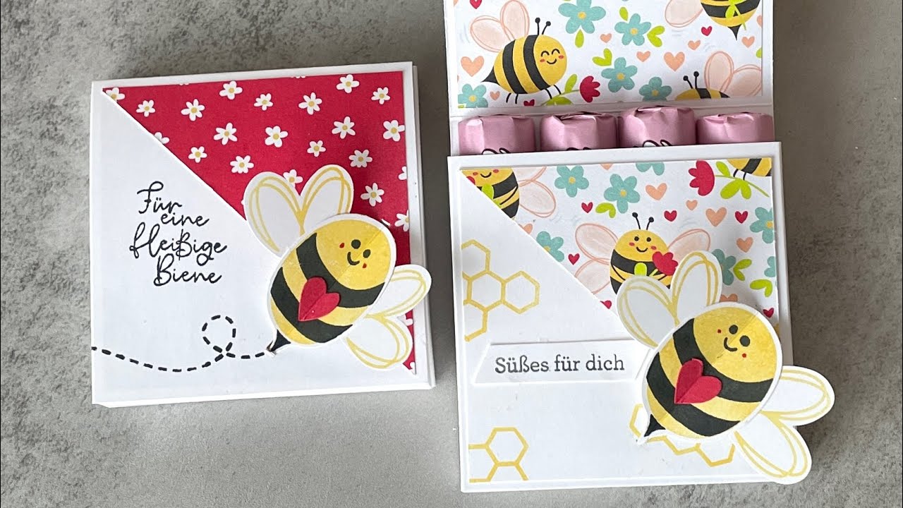 Kleine Goodie-Verpackung mit süßem Verschluss/Stampin`Up!/ Ssso süss/Mitbringsel für 4 Schokoriegel