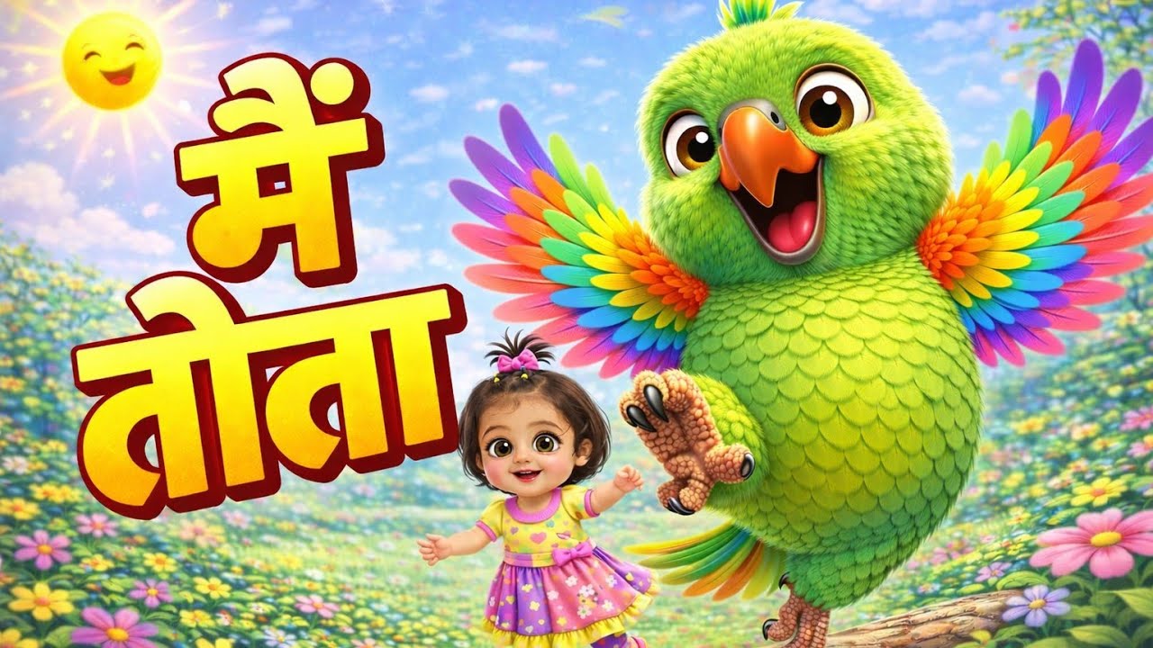 main tota mai tota 🦜 | Hindi Nursery Rhyme| Mitthu |Tota Poem| #maitota | mai tota hu| मैं तोता हूँ 