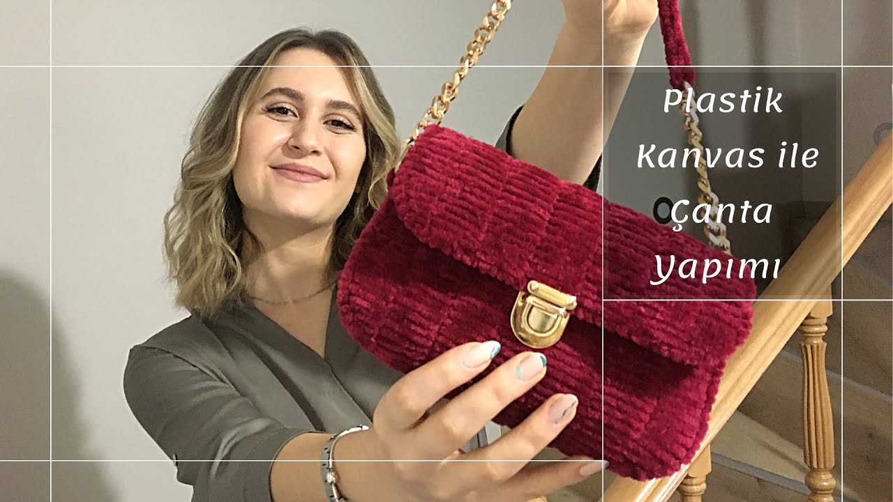 Plastik kanvas ile çanta yapımı • ÇEKİLİŞ • DIY bag tutorial with plastic canvas