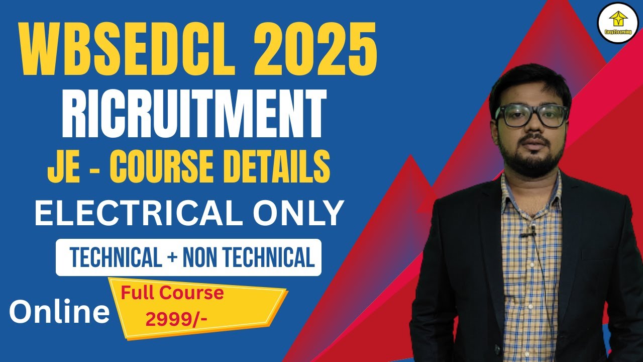 WBSEDCL 2025 JE RECRUITMENT | ONLINE COURSE DETAILS | BY EASY2LEARNING