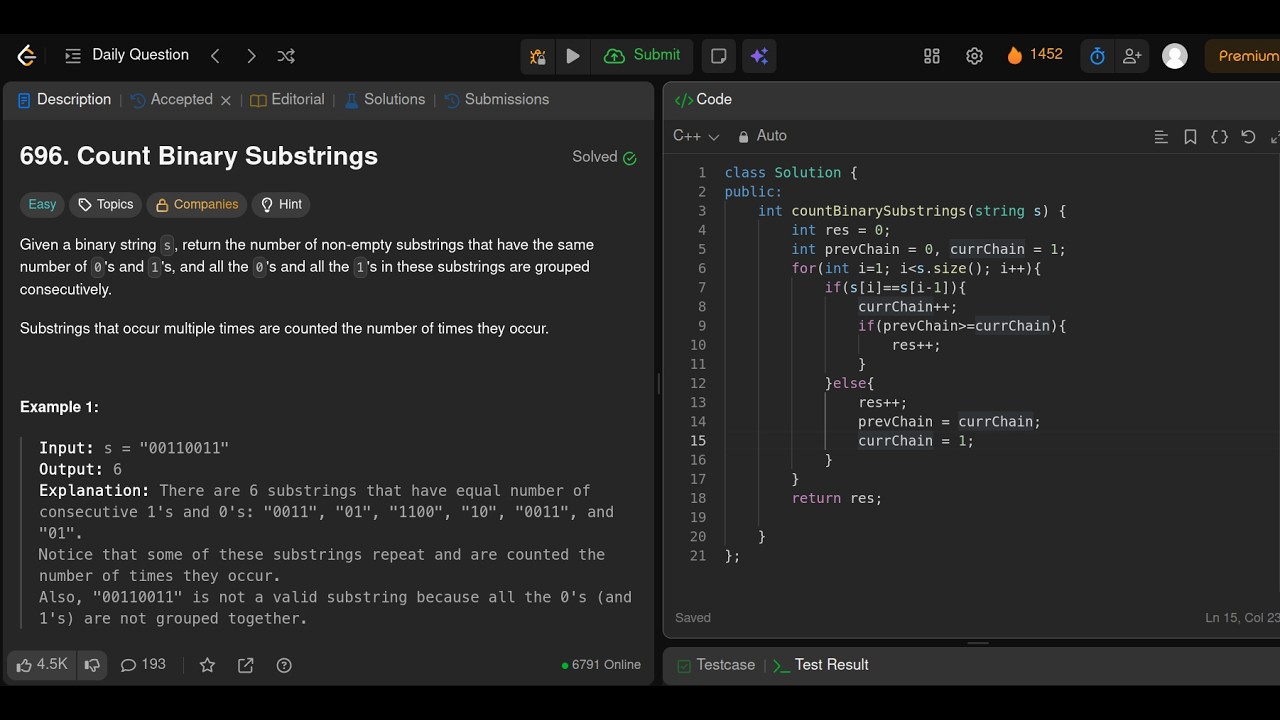 Leetcode 696 |  Count Binary Substrings