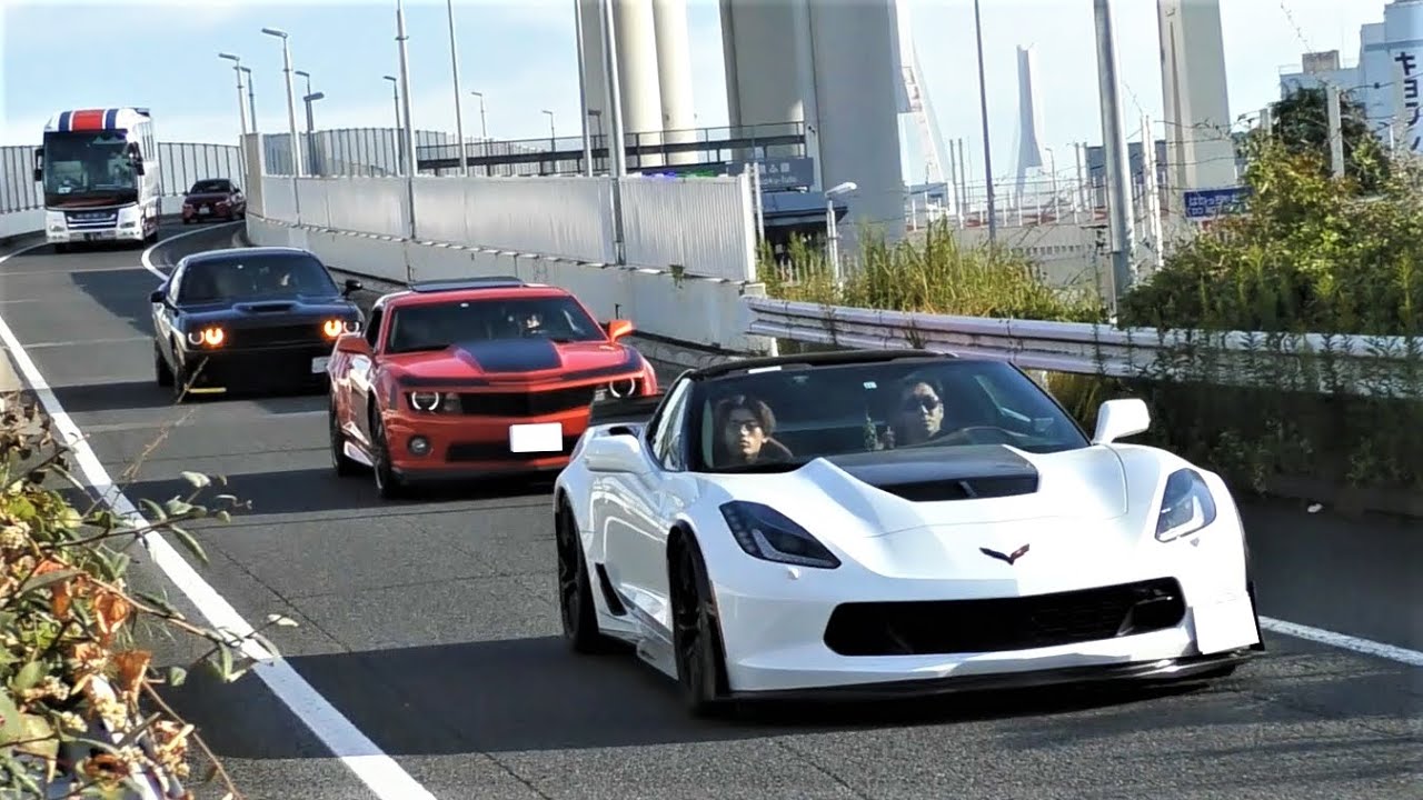 大黒PAに集まるアメ車のエンジンサウンド・加速サウンド