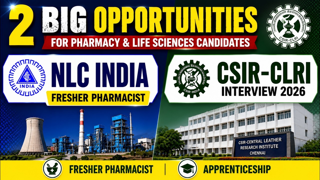 🔥 Government Apprenticeship at NLC for Pharmacy Freshers | R&D Job at CLRI - Govt Lab