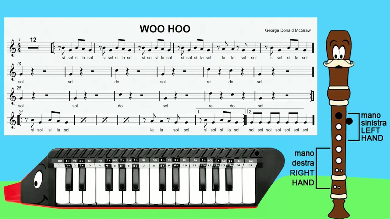 Woo Hoo - Brano facile per flauto o melodica VECCHIA VERSIONE