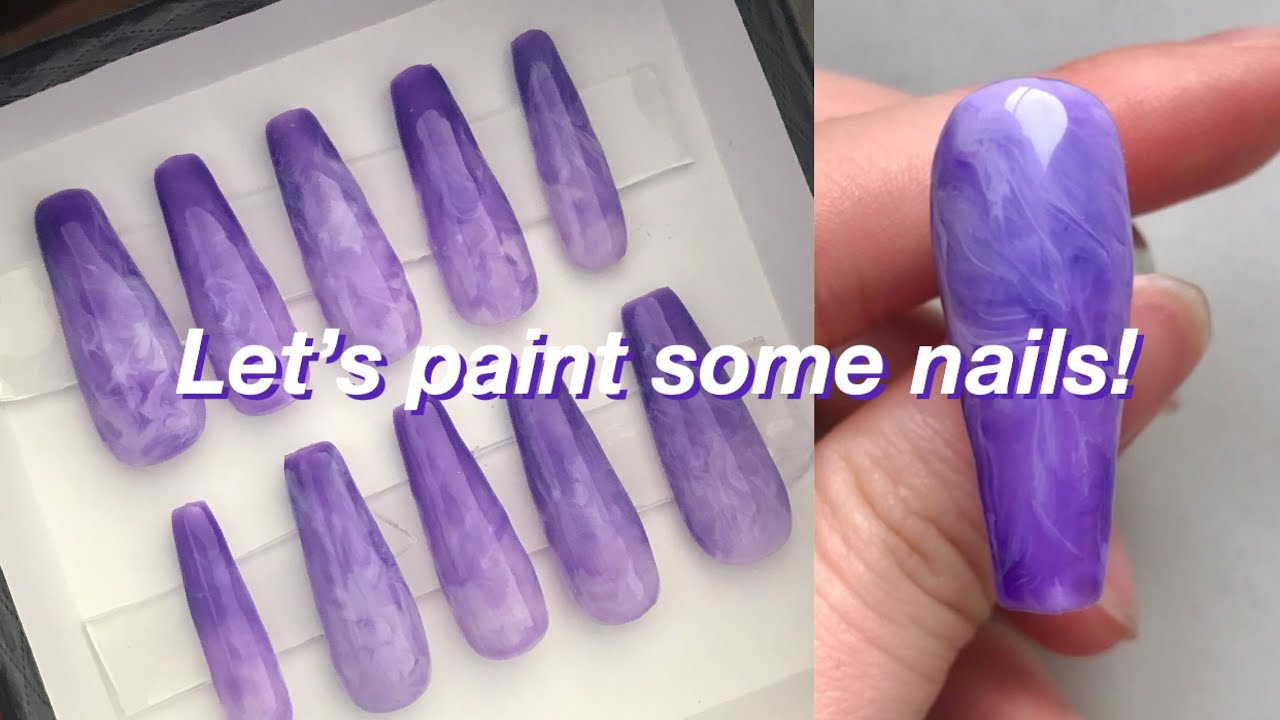 Purple Marble Press-On Nails Tutorial | How I Make and Package Press-On Sets