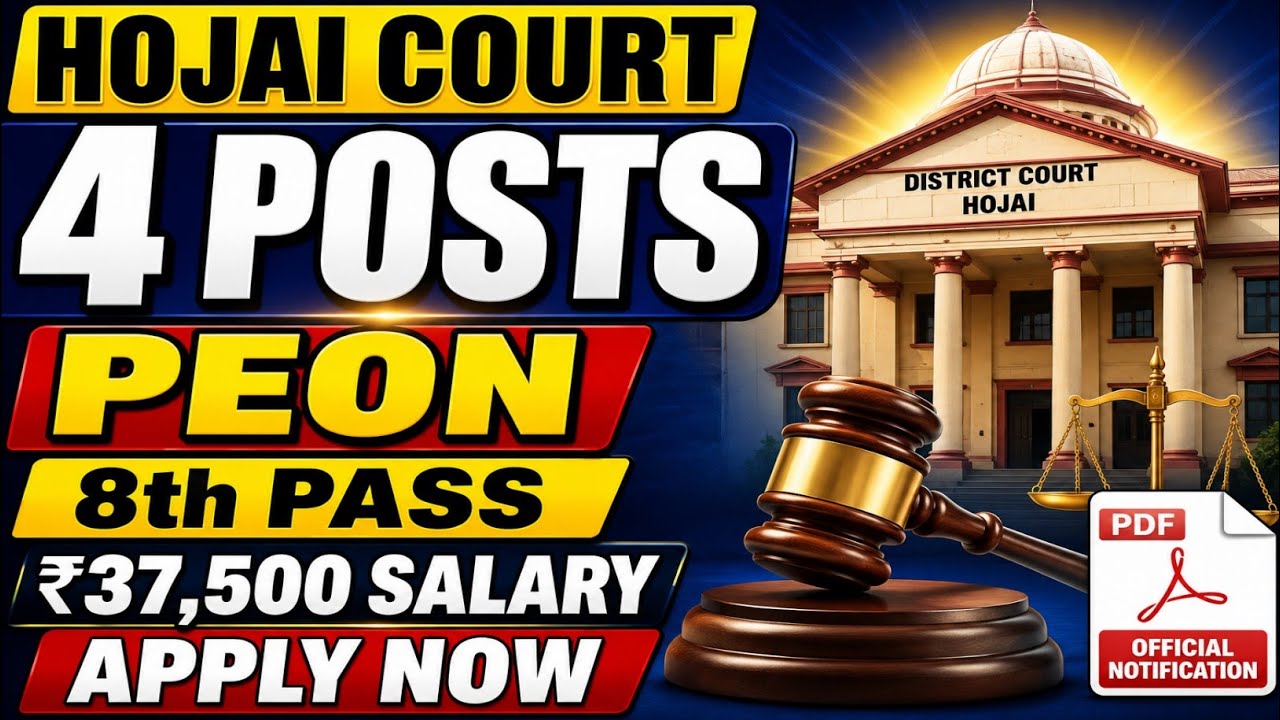 Hojai Judiciary Recruitment 2026 | 8th Pass Peon Vacancy | 4 Posts | Offline Apply | Assam Jobs