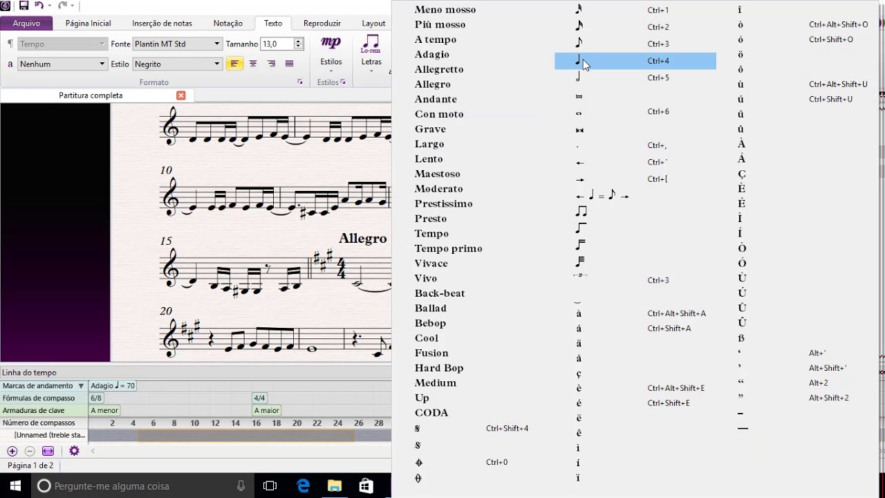 Tutorial Sibelius - Alterar Andamento durante a música
