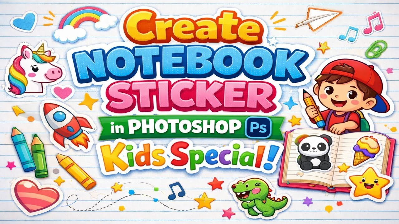 ✂️ Create Notebook Sticker in Photoshop | Kids Special