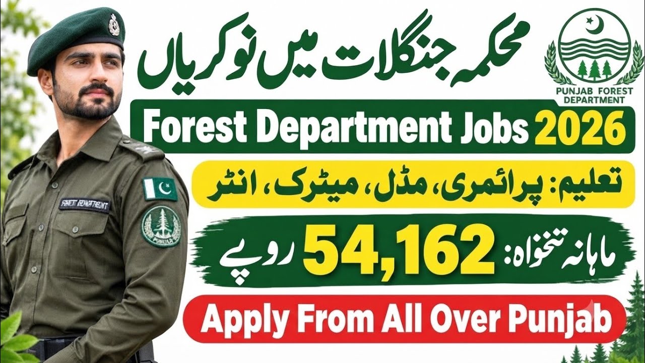 Forest Department Jobs 2026 | Punjab Forest Department Jobs | Primary, Middle, Matric & Inter
