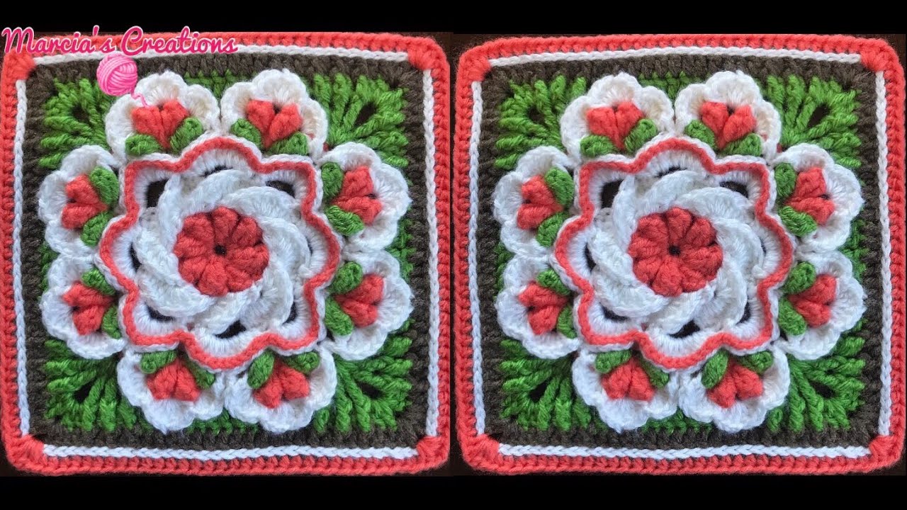 TEJIDOS A CROCHET: Cuadro Delicias Tropicales/ HOW TO CROCHET: Tropical Delight Crochet Square