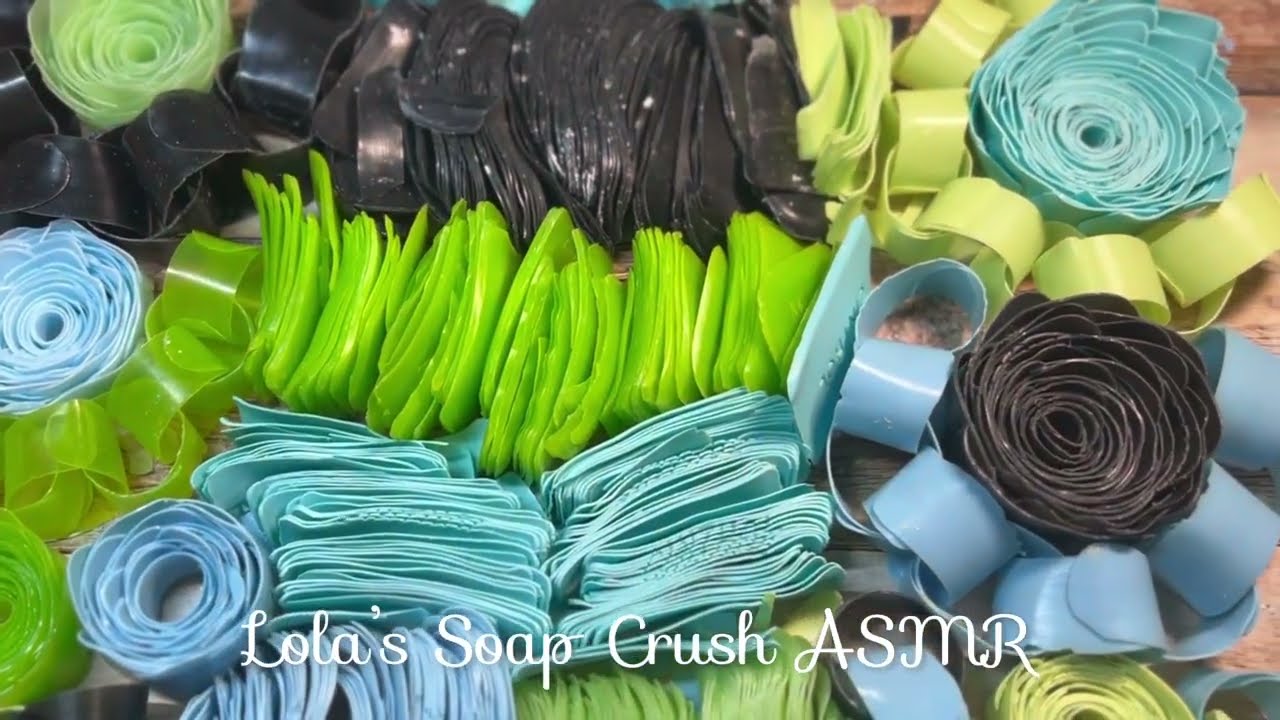 ASMR Soap crushing,💚Soap Celebration Part 2!💚🖤💙Soap chips, soap plates and chains💙