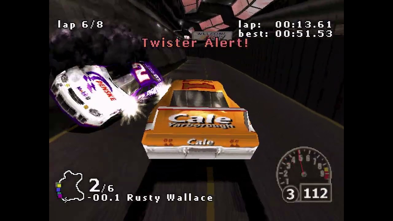 Nascar Rumble (PS1) Velodrome Mayhem Gameplay