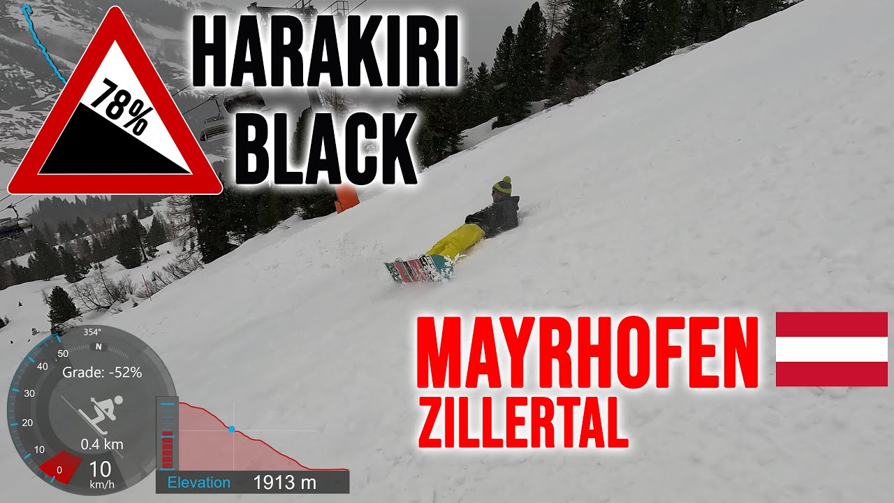 [4K] Skiing Mayrhofen, Harakiri 78% Infamous Black Piste 34 Plus 33, Zillertal Austria, GoPro HERO11