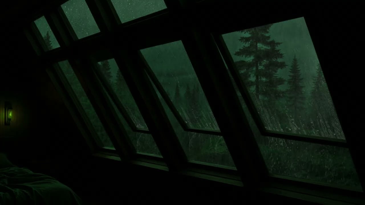 Dark Bedroom Windows Rain Sounds (No Ads) 🌧️ | Calm Forest Night Ambience for Deep Sleep