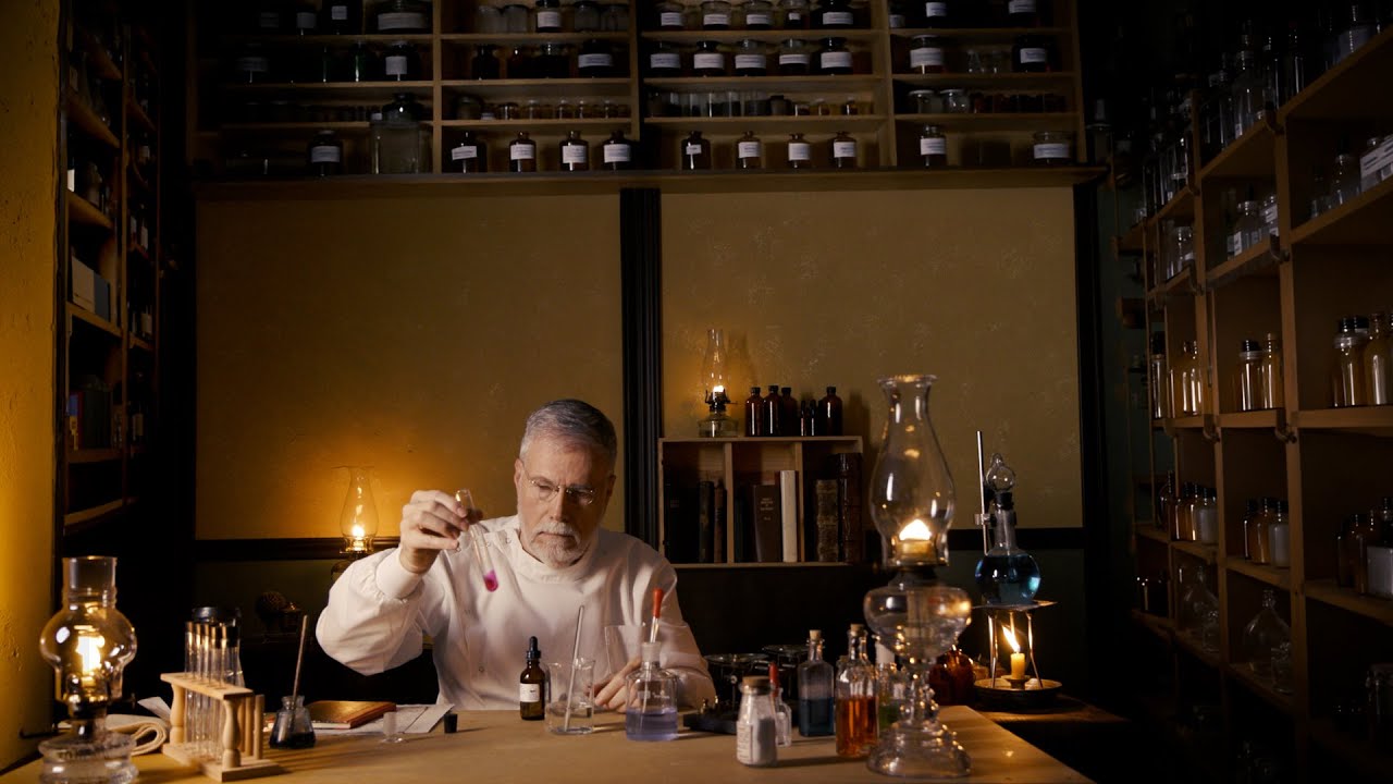ASMR Apothecary in his shop filling orders (writing, glass tinkling, measuring, bubbling, crackles)