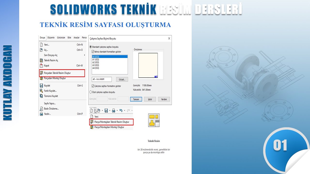 SolidWorks Teknik Resim-01-Teknik Resim Sayfası Oluşturma