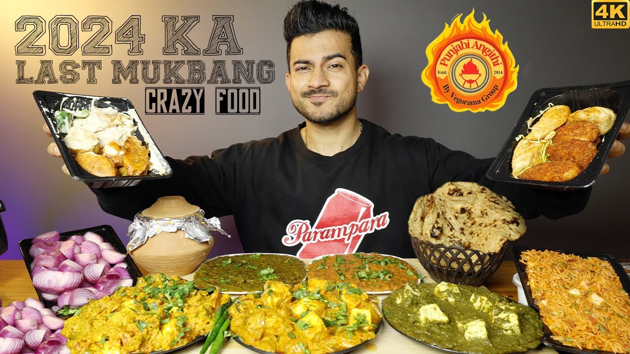SINGAPURI FRIED RICE, DESI GHEE KADAI PANEER, SARSO KA SAAG, KURKURE MOMO, PAKAL PANEER FOOD MUKBANG