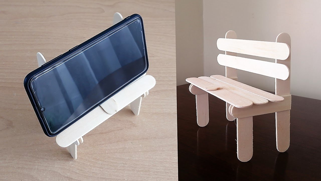 Chair  Phone Holder and Tablet Stand - Popsicle Stick Craft