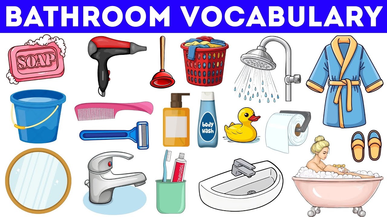 Bathroom Vocabulary | Bathroom Items | Bathroom Accessories | Bathroom Things | English Vocabulary