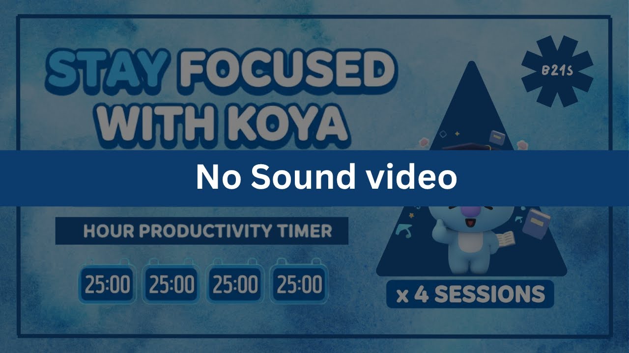 pomodoro 2 hour video without sound | study with bt21 | study with koya | focus help