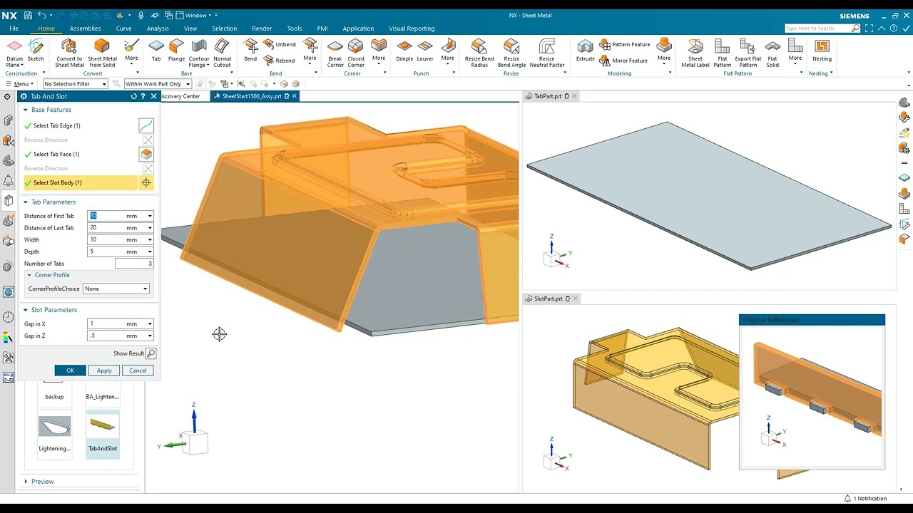 Siemens NX Sheet Metal: Tab And Slot