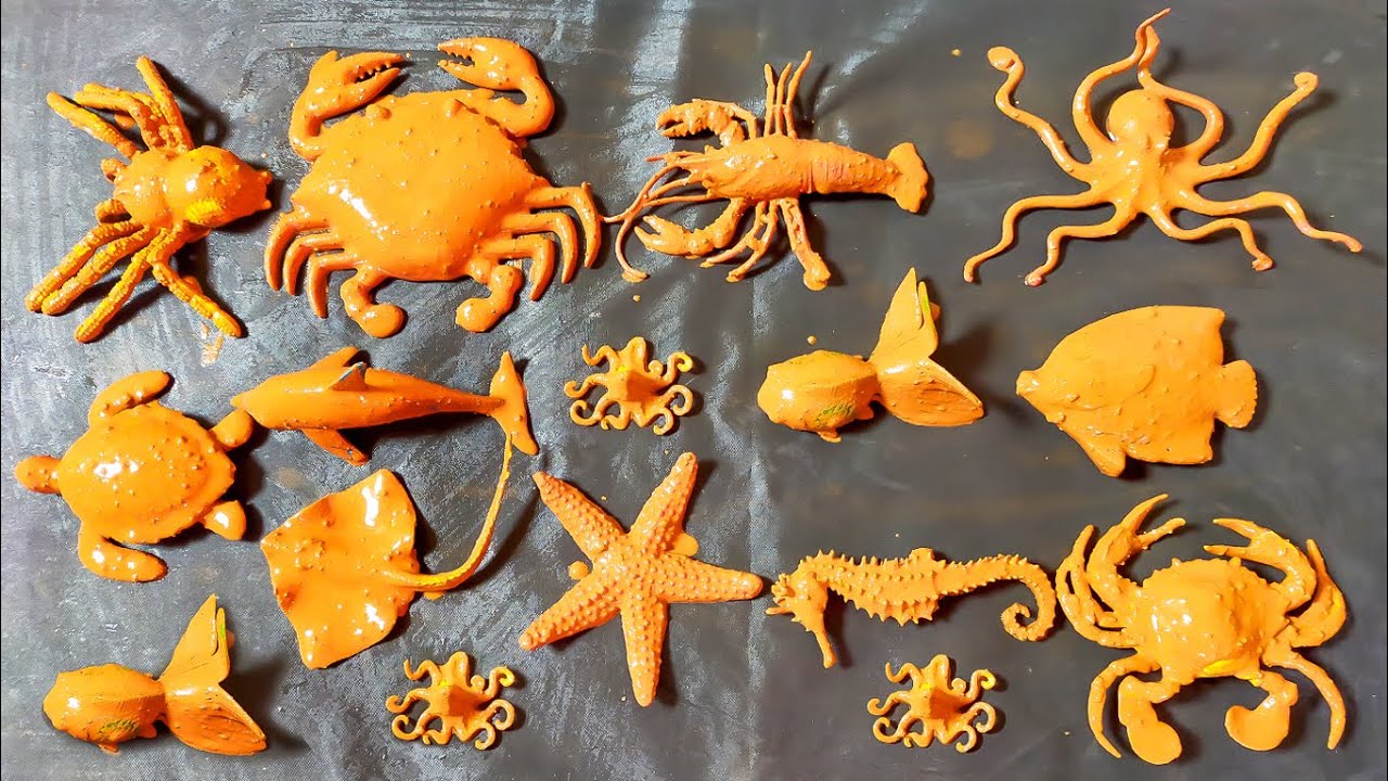 MENCUCI MAINAN BERLUMPUR MAINAN HEWAN KEPITING, IKAN MAS KOKI GURITA, KURA KURA, BINTANG LAUT, LABA2