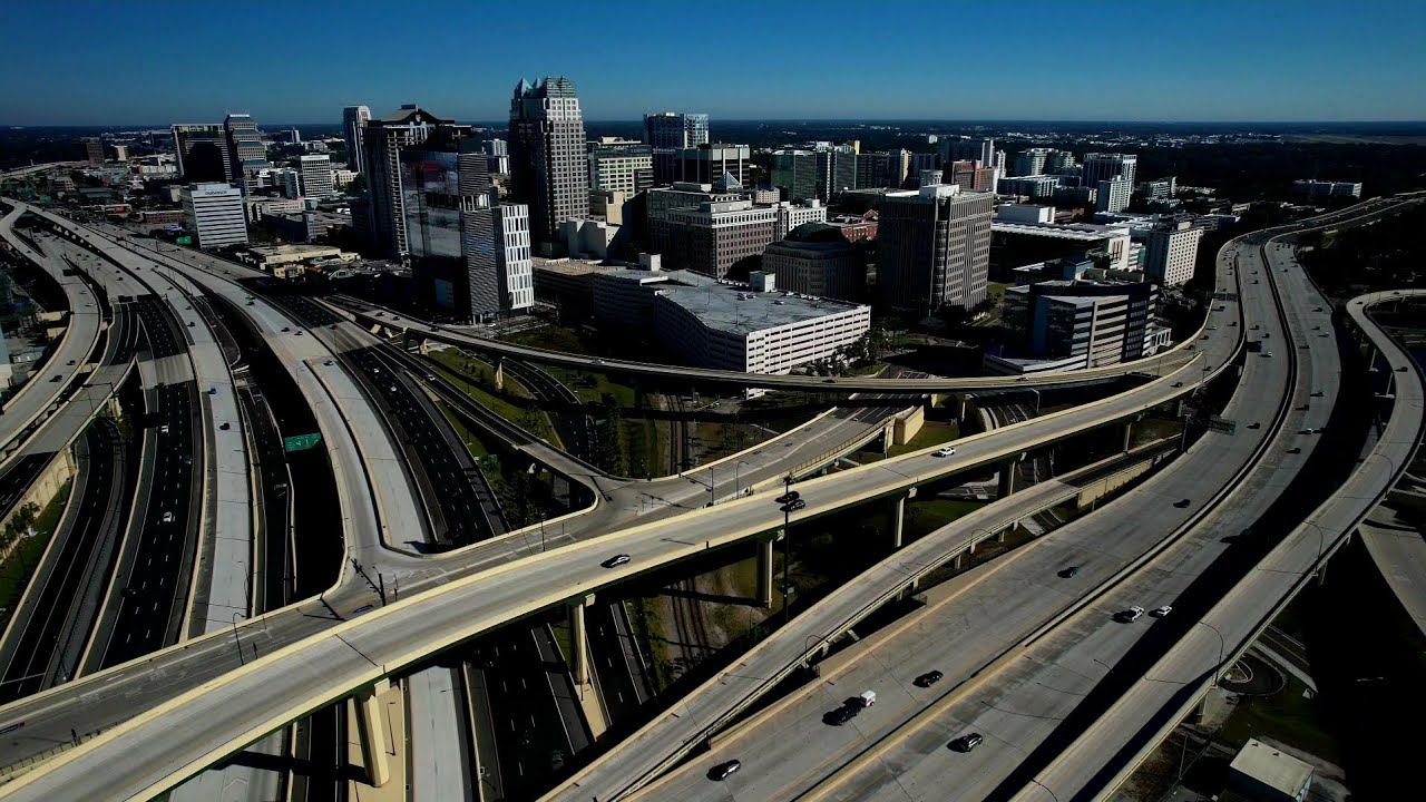 Downtown Orlando, FL - day and night 4k drone footage