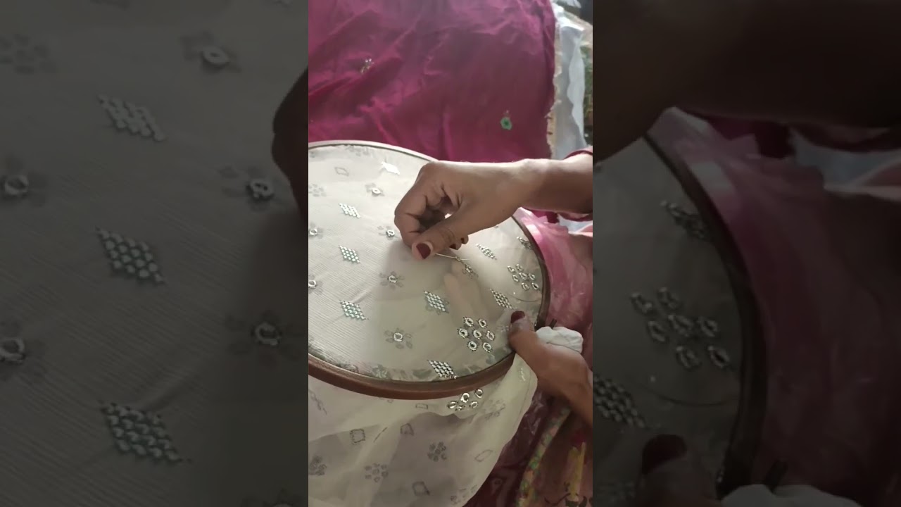 Trending Mukesh embroidery #mukesh  work technique#embroidery designs#embroidery fashion#hand made