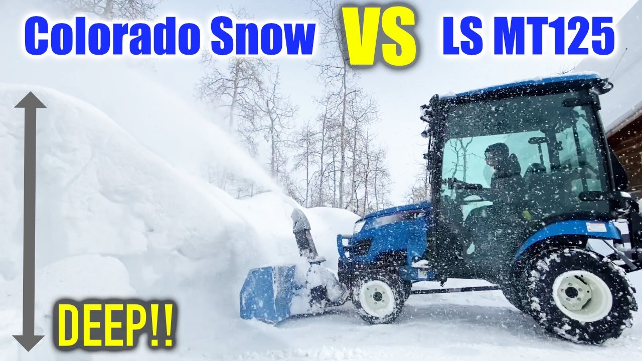25 HP Subcompact tractor with front mount snow blower! LS MT125 takes on Colorado's heaviest snow!