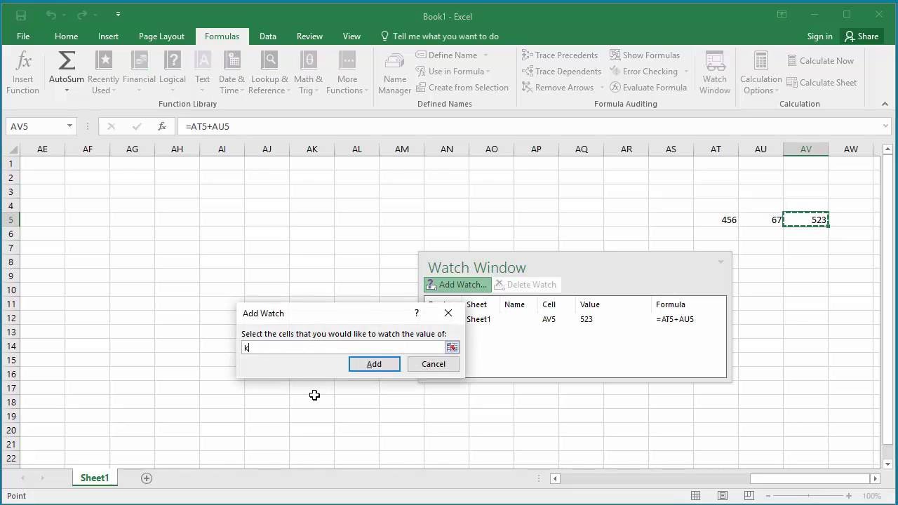How to Use Watch Window in Excel 2016