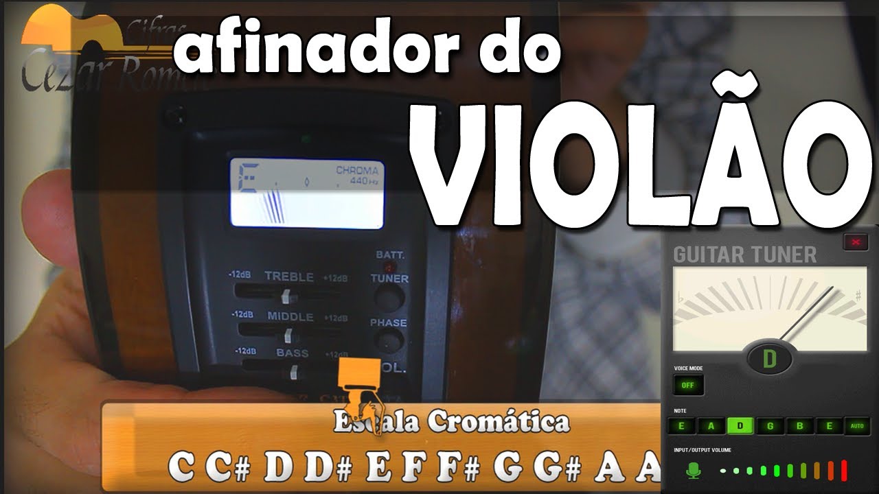 Aula de Violão 021 COMO AFINAR o VIOLÃO com afinador ELETRONICO