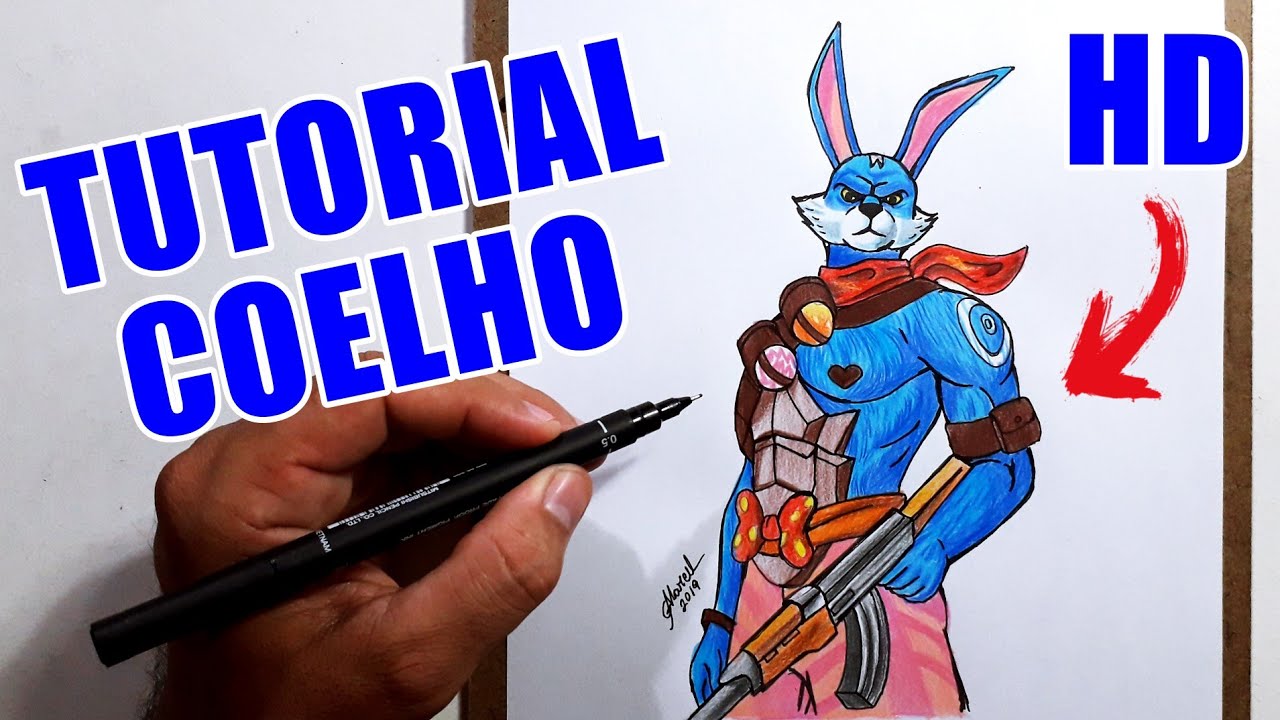 COMO DESENHAR O COELHO GUERREIRO FREE FIRE - Cómo Dibujar Free Fire