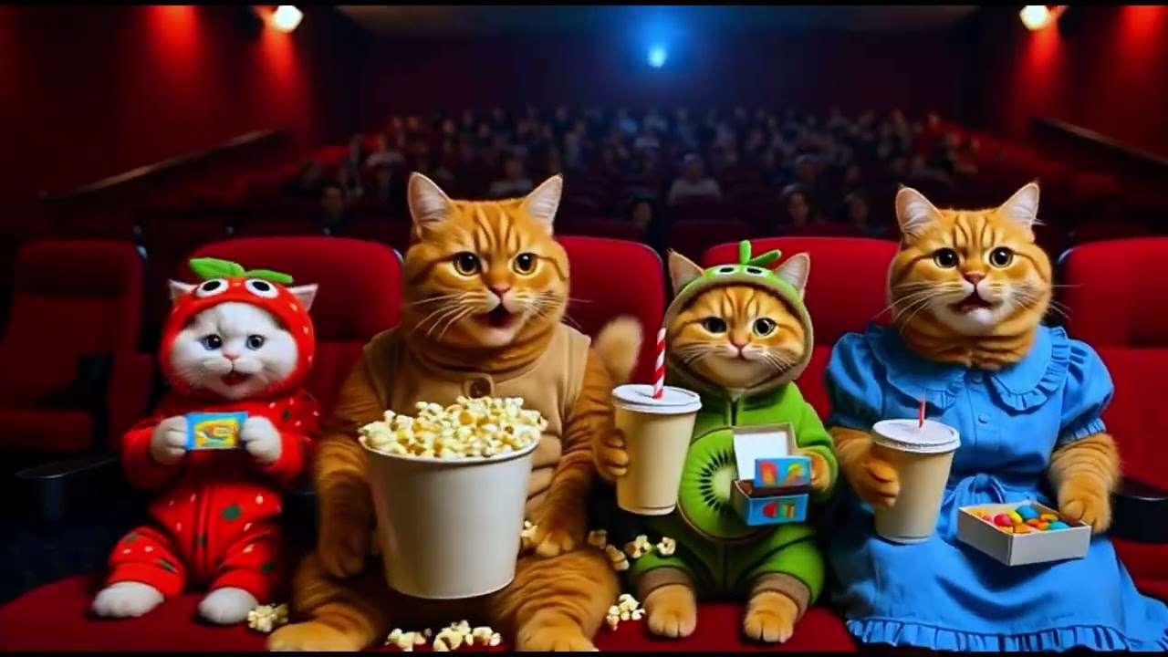 Cute Kittens Go to the Movies! 🍿🎥 | Funny Cat Family Animation