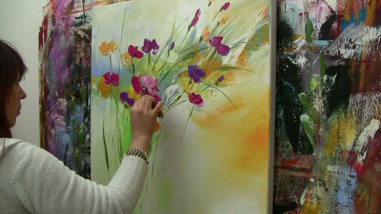 Abstract floral painting Demo time lapse / Abstraktes Blumenbild in Acryl  Zacher-Finet
