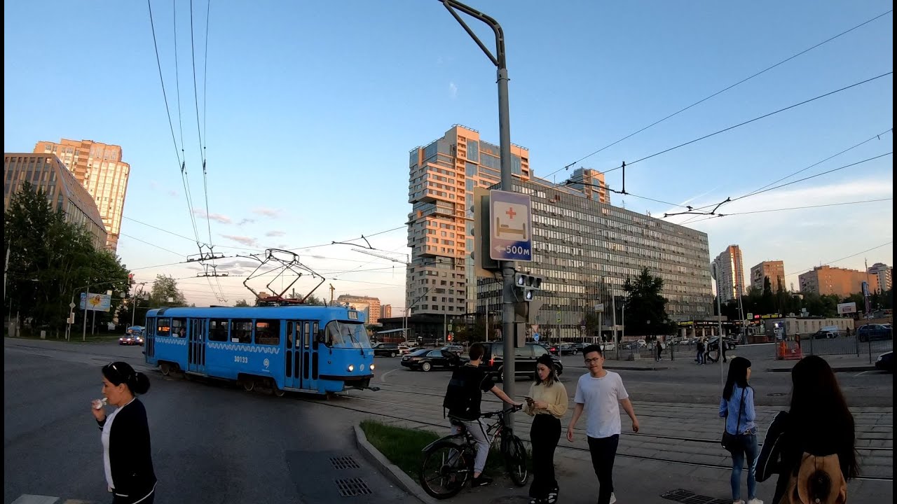 ⁴ᴷ⁵⁰ Cycling Moscow: from Leninsky Prospect Metro Station, Vavilova Street to Lomonosovskiy Prospekt