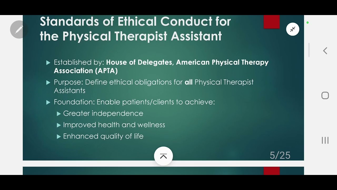 PTA Ethical codes - professional ethics for PT students 