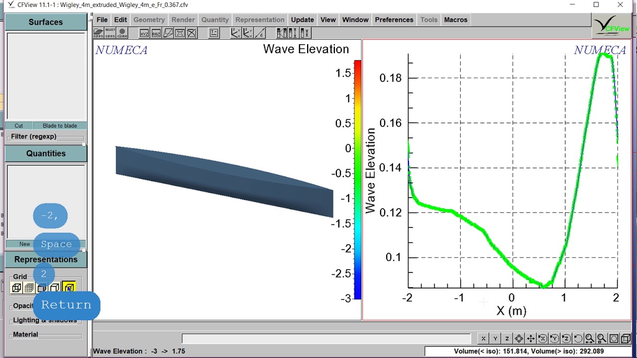 NUMECA Fine/Marine; CFView - Wave elevation plot