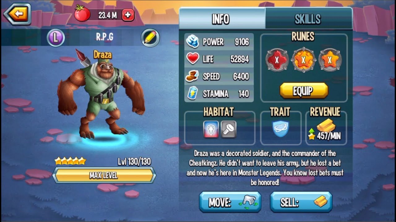 Monster Legends - Draza level 1-130 PVP review combat