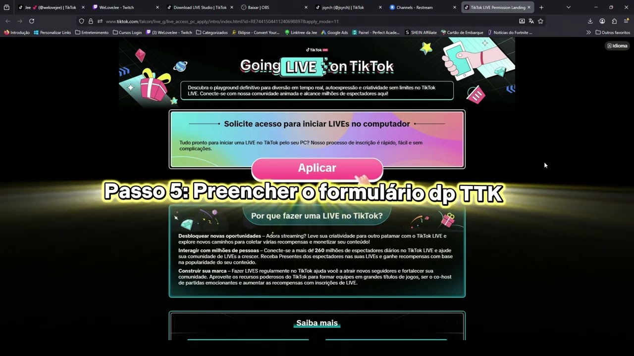 Como fazrer live no Tiktok usando o OBS, Fácil e Rápido | Welovejee