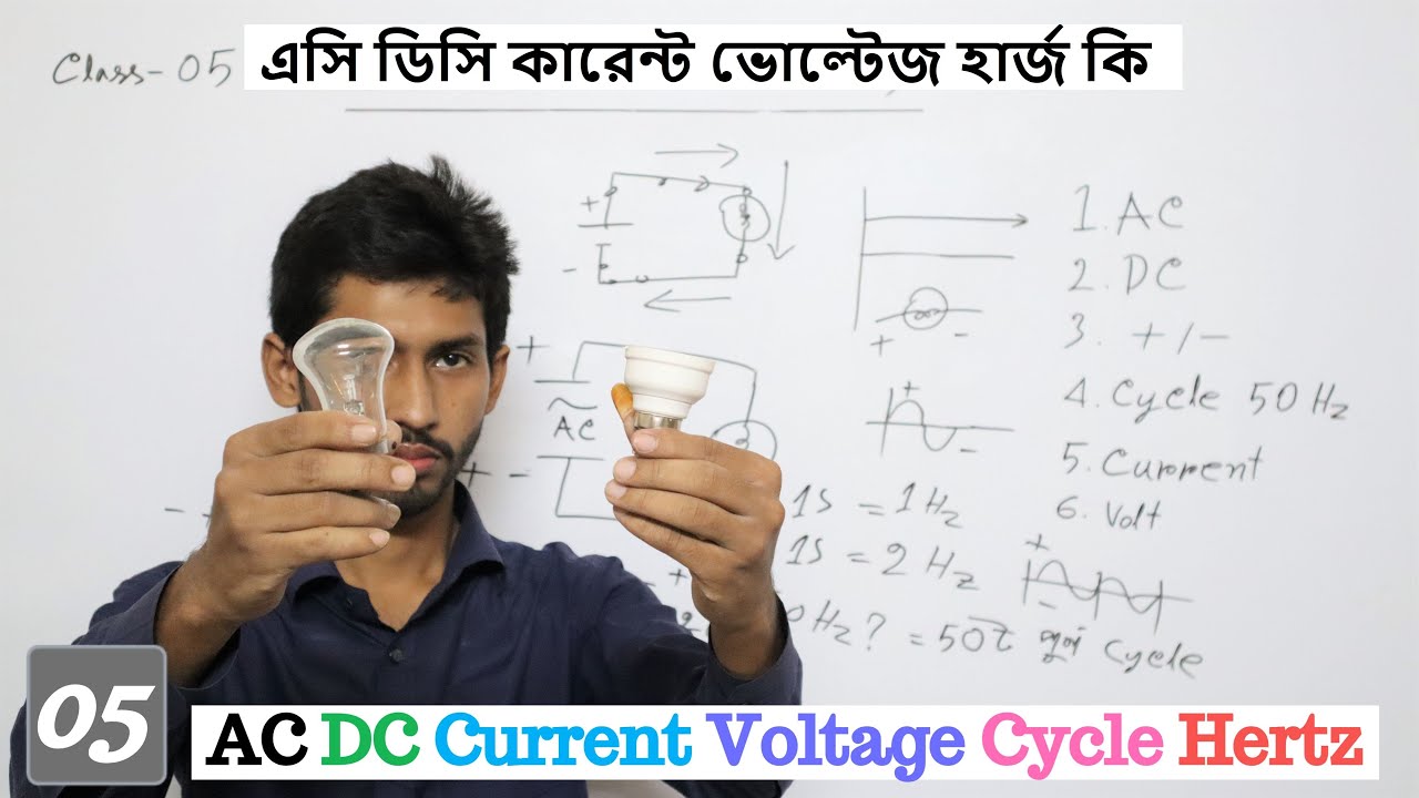 AC DC Current Voltage Cycle Hertz | NS Basic Electronics 05 | এসি ডিসি কারেন্ট ভোল্টেজ হার্জ কি