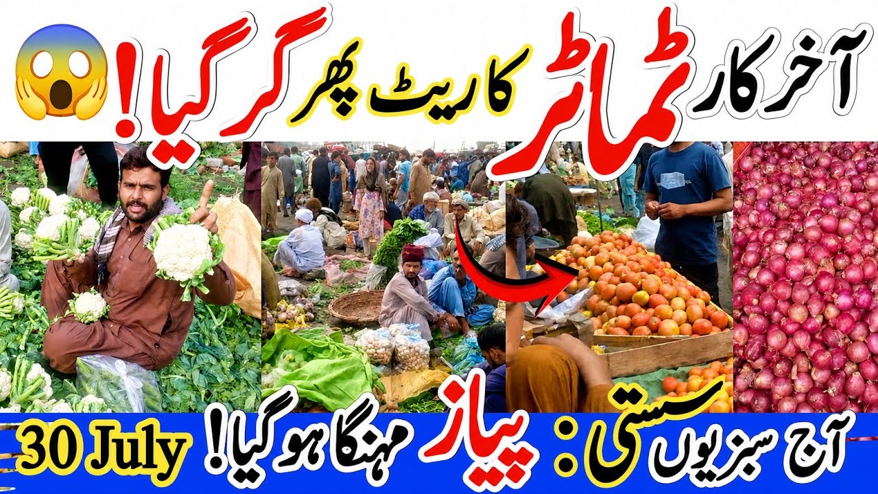 🍅 Tomato price Crashed 😱 | Onion Price Up | Lahore Vegetable Market Today |Badami Bagh |30 July 2026