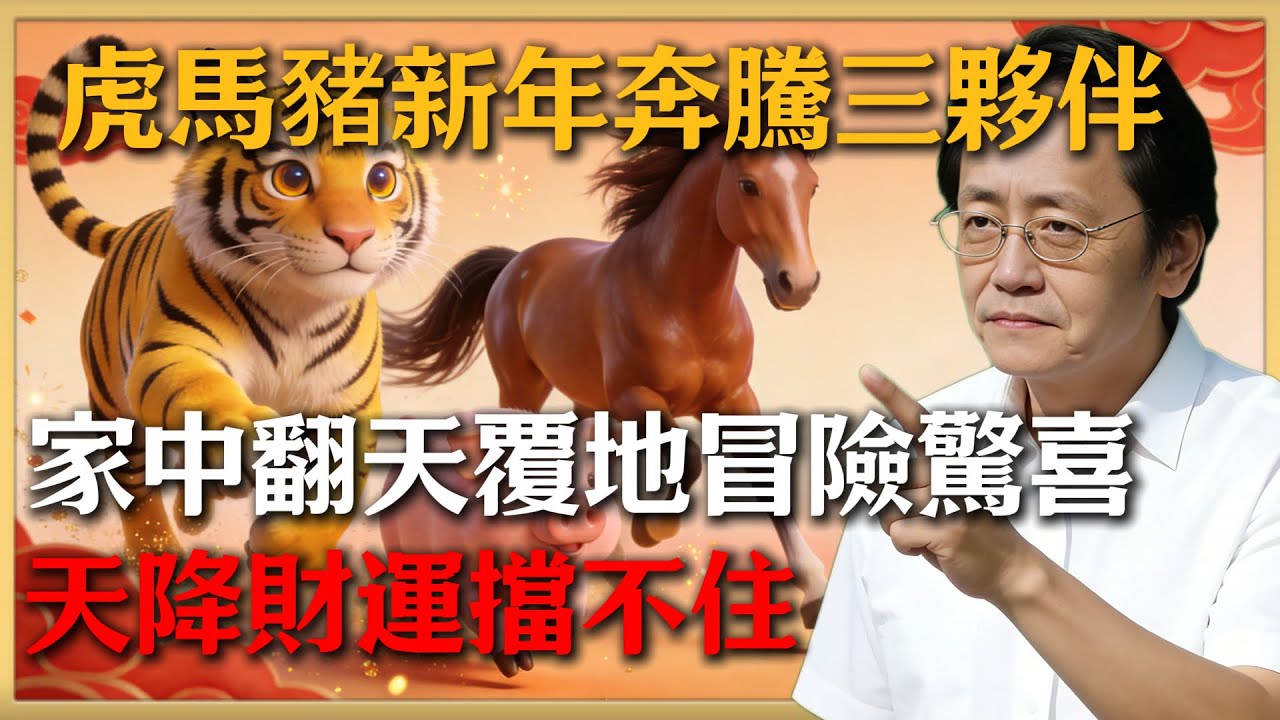 虎馬豬新年奔騰三夥伴！家中翻天覆地的冒險驚喜，天上聯合錢財不撿，別人搶先！年初奔騰，深度前瞻！#倪海廈 #命理 #生肖 #運勢