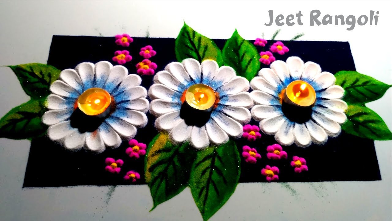 Easy and attractive rangoli design . Daily use rangoli design.