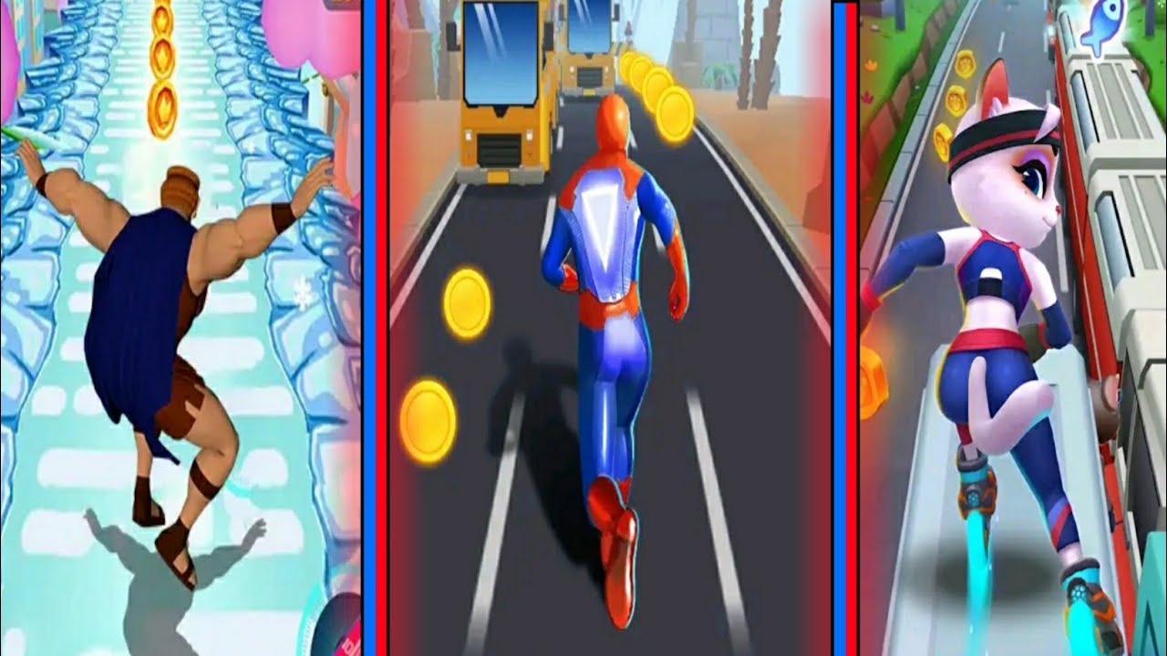 Runner Heros VS Subway Gold Hercules Runner IV VS Spider Endless Hero Run Gameplay