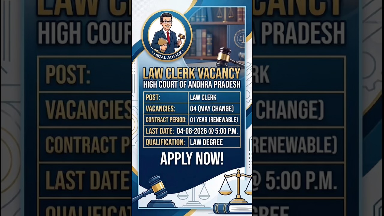 🚨 NEW JOB ALERT! The High Court of Andhra Pradesh is hiring Law Clerks! ⚖️📖