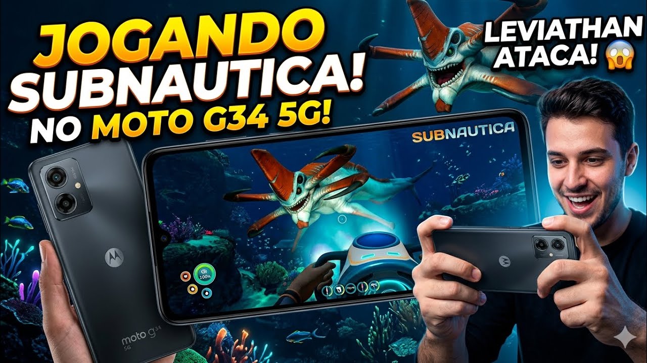Subnautica no MOTO G34 5G! Rodou liso? Teste de Desempenho 2026 