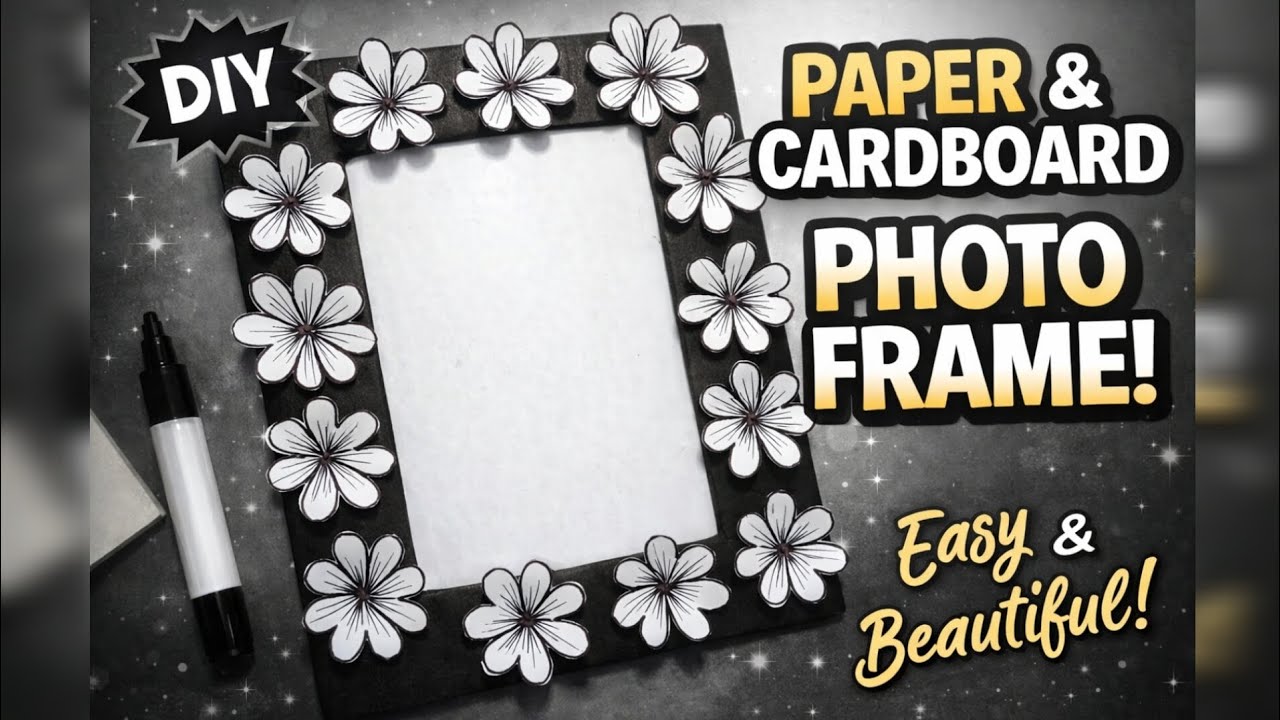 DIY Black & White Photo Frame | Easy Paper & Cardboard Craft
