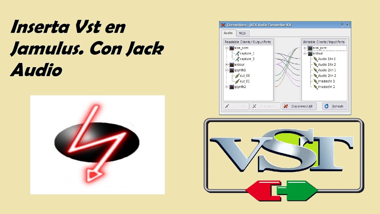 Ensayar a Distancia Online. Inserta Vst a Jamulus con Jackaudio.