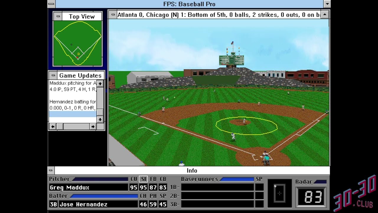 Front Page Sports: Baseball Pro '96 Season (PC) - Gameplay